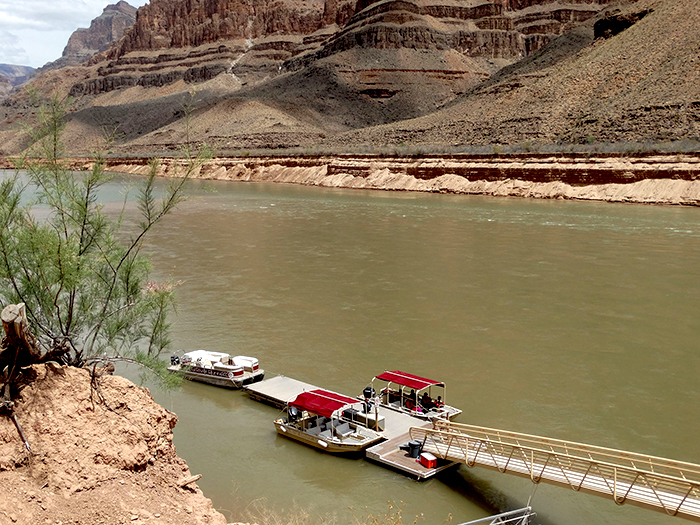 Pontoon boat ride in Colorado river
